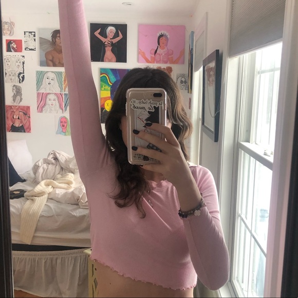 Forever 21, S, pink long-sleeve crop-top - Picture 6 of 7